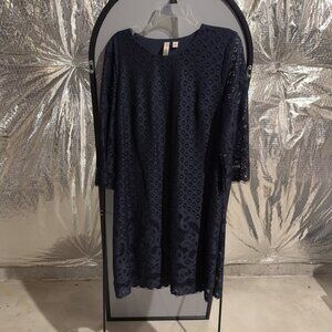 Tacera Blue Lace Overlay Dress Womens Size L Long Sleeve Elegant Cocktail Party